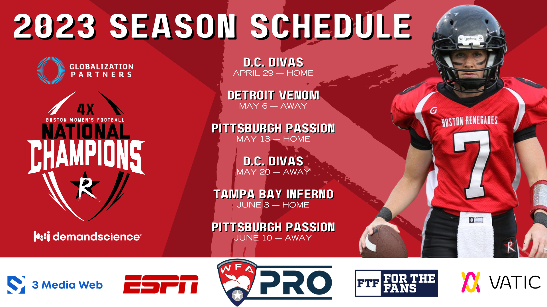 Boston Renegades Schedule 2023 Women's Football